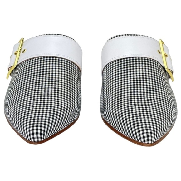 Archive Bond Gingham Checkered Fabric Womens Flat Mules Size 8M - Picture 4 of 16